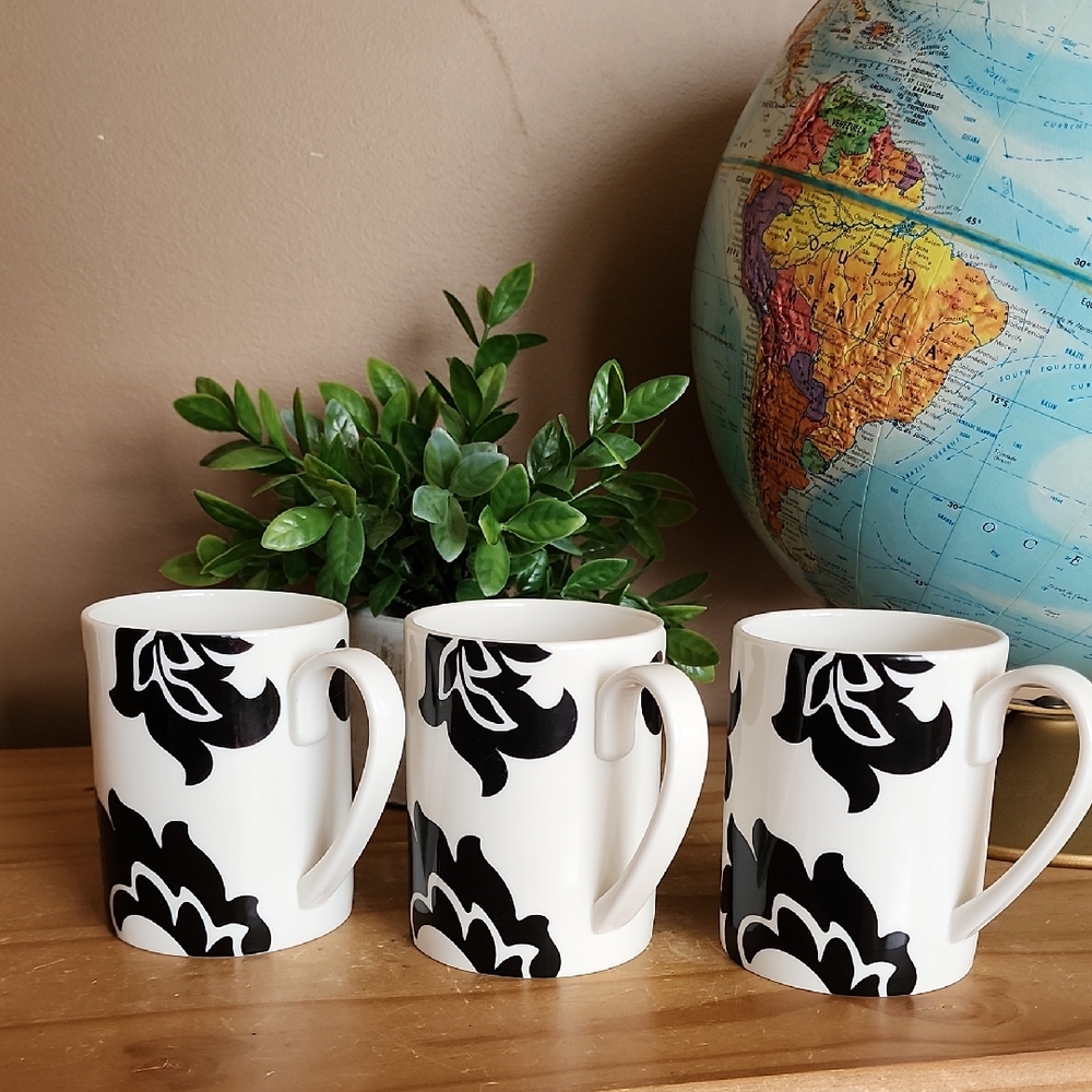 Martha Stewart Lisbon Black And White Coffee Mugs Pots